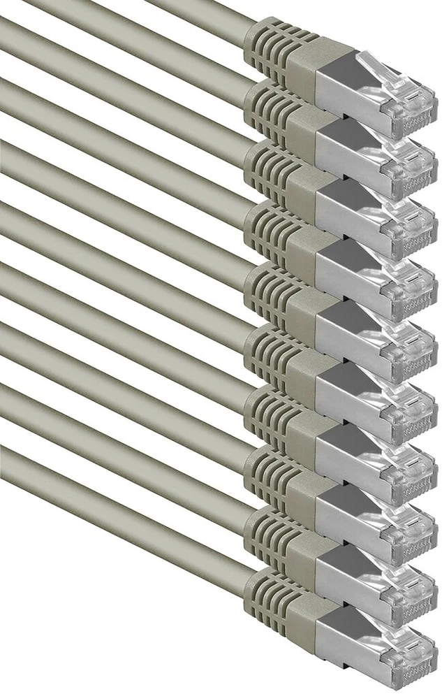 Cat6 ethernet lan patch cord tinklo kabelis cat 6 - 5m pilkas - 10 vienetų sftp pimf lszh varinis