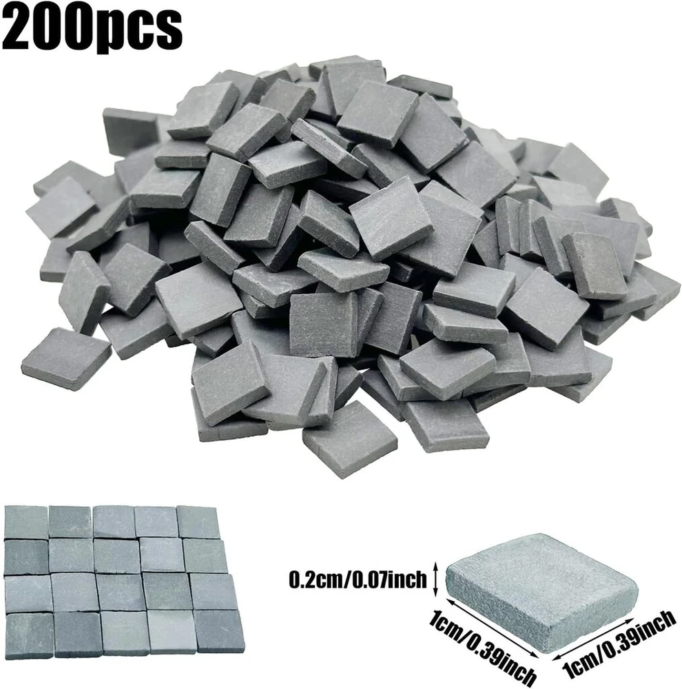 Cayway 200 juodų mini simuliacinių plytų rinkinys, 1:35 miniatiūrinės plytos, kvadratinės miniatiūrinės plytos, mini sodo priedai, kraštovaizdžio kūrimas