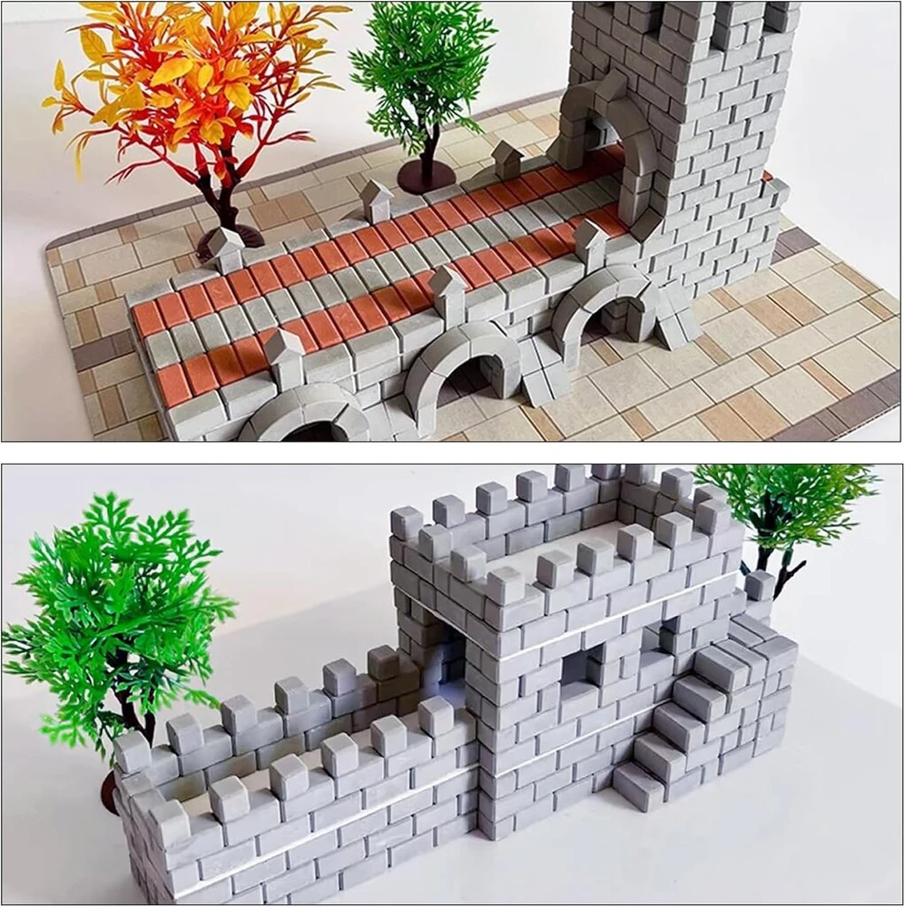 Cayway 200 juodų mini simuliacinių plytų rinkinys, 1:35 miniatiūrinės plytos, kvadratinės miniatiūrinės plytos, mini sodo priedai, kraštovaizdžio kūrimas