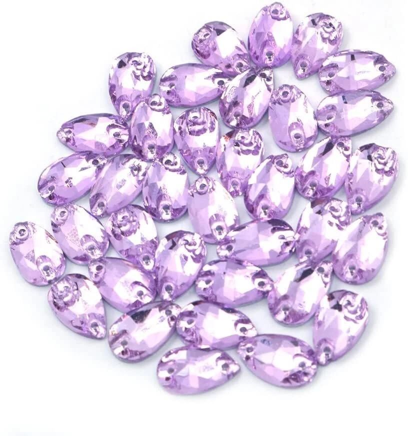 Cenpek 72 vnt. Ab kalnų krištolai plokščia nugara, arklio akies formos krištolai rankdarbiams, skirti karoliams, drabužiams, vestuvinei suknelei, 7x12 mm (šviesiai violetinė)