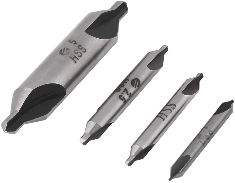 Centrinis grąžtas metalui, įleidžiamas tekinimo staklėms, 4 dalių 1/2/2.5/5 mm centrinis grąžtas įleidžiamas, 60 laipsnių Hss centrinis grąžtas apdirbimui