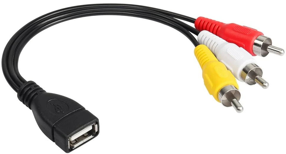 Cerrxian usb į 3 rca kabelis, usb 2.0 a female į 3 rca male audio video av composite adapterio kabelis, skirtas tv/mac/pc (0.15m)