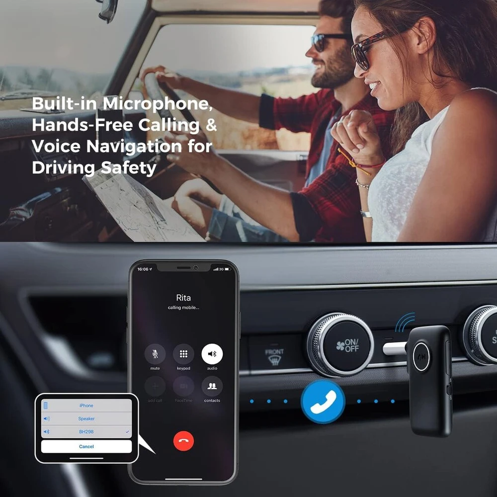 Cgzz Bluetooth 5.0 belaidis imtuvas su 15 val. atkūrimo laiku, Csr Core, įmontuotu mikrofonu, 30 m jungties atstumu, laisvų rankų įranga ir balso navigacija