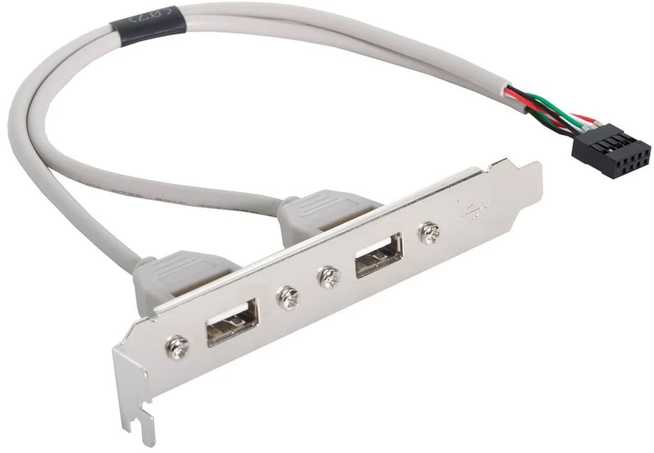 Chenyang 40cm dvigubas Usb 2.0 A tipo moteriškas į motininės plokštės 9 kontaktų jungties kabelis su Pci laikiklio varžtų panele