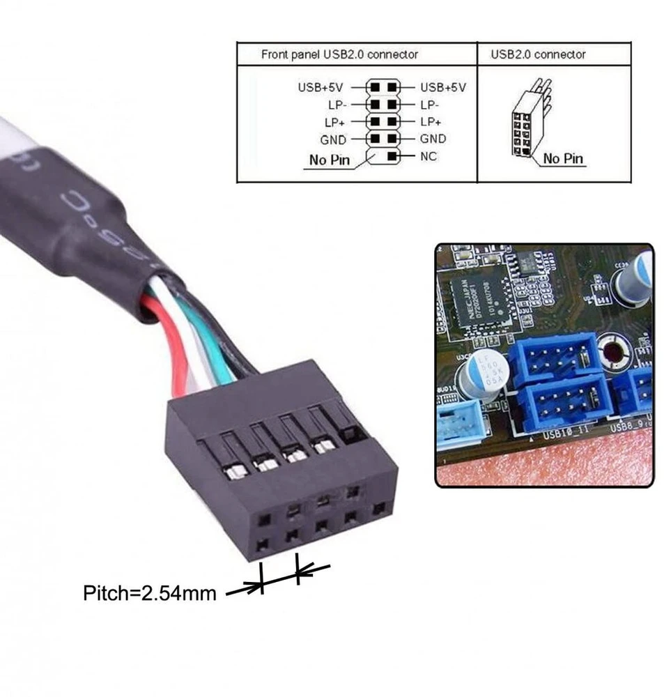 Chenyang 40cm dvigubas Usb 2.0 A tipo moteriškas į motininės plokštės 9 kontaktų jungties kabelis su Pci laikiklio varžtų panele