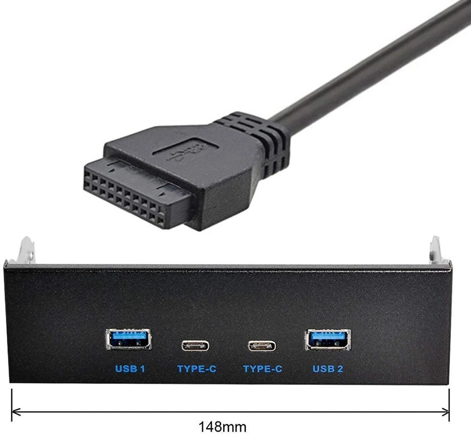 Chenyang 5.25 colių priekinis skydelis Cd-rom lizdas 2 Usb 3.0 ir 2 Usb C Hub 4 prievadai į pagrindinės plokštės Usb 20 kontaktų adapterį su Sata maitinimo kabeliu