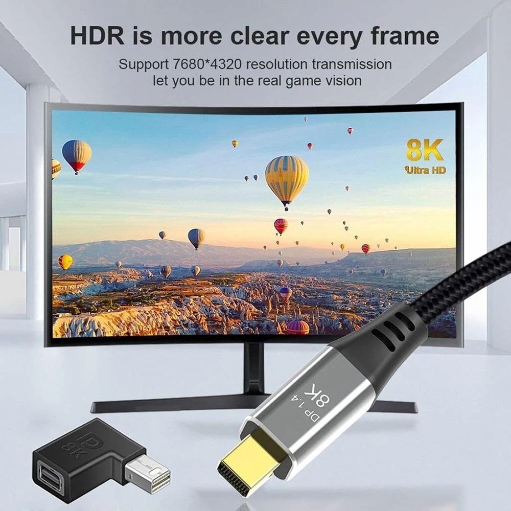 Chenyang Cy Mini Dp Displayport 1.4 8k 60hz į Dp Displayport adapteris, jungtis iš tėviškos į moterišką, 90 laipsnių kampu į kairę, Ultra Hd Uhd vaizdo kompiuteriui, nešiojamam kompiuteriui, 4 vnt./rinkinys