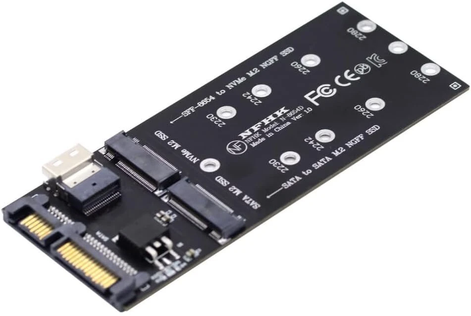 Chenyang M.2 Nvme Pcie Ssd į Sff-8654 ir Ngff Sata Ssd į Sata 2 viename adapteris pagrindinei plokštei (nvem Ssd į Sata neveikia).
