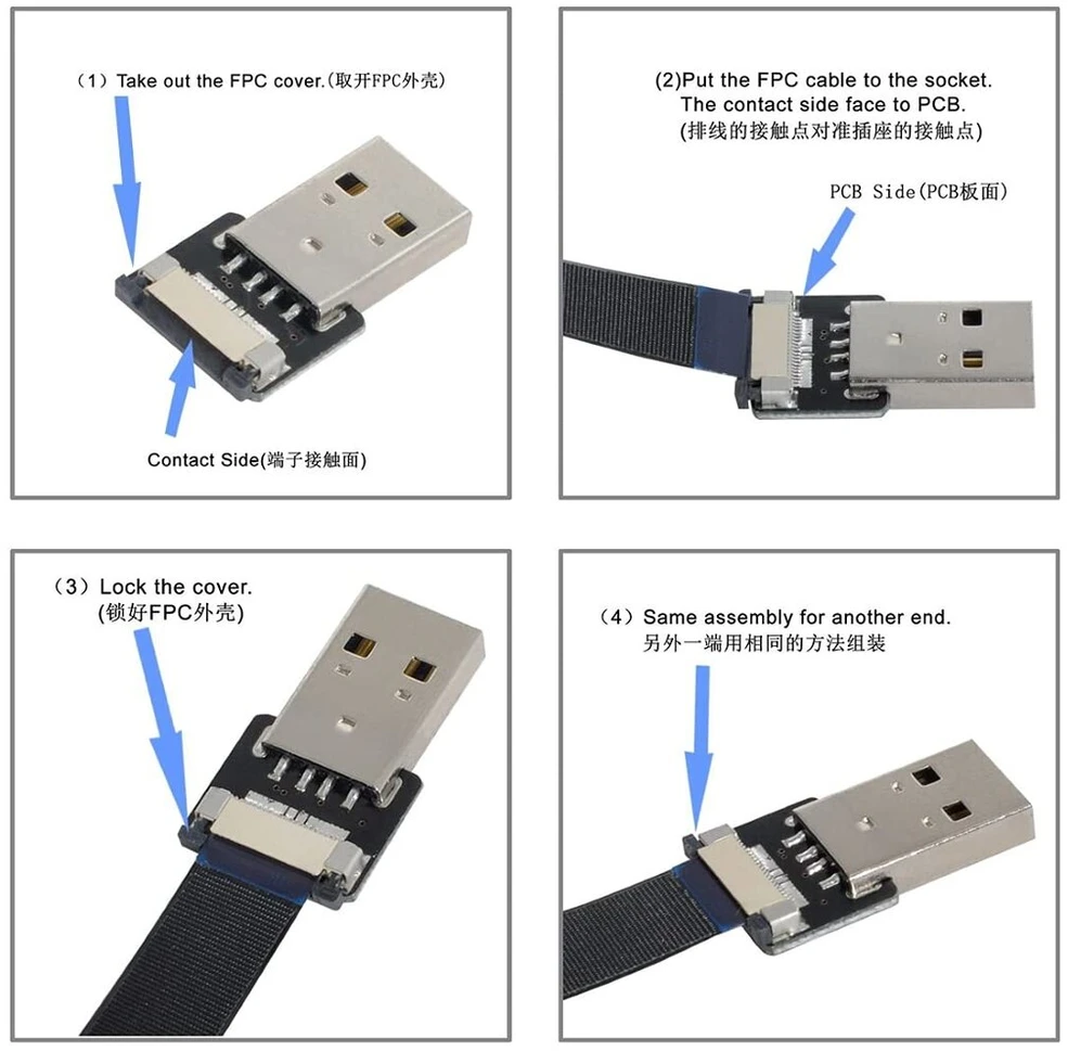 Chenyang plokščias usb c kabelis, usb 2.0 male į usb c male ribbon flex duomenų perdavimo įkrovimo ilgiklio adapteris 2.0 m