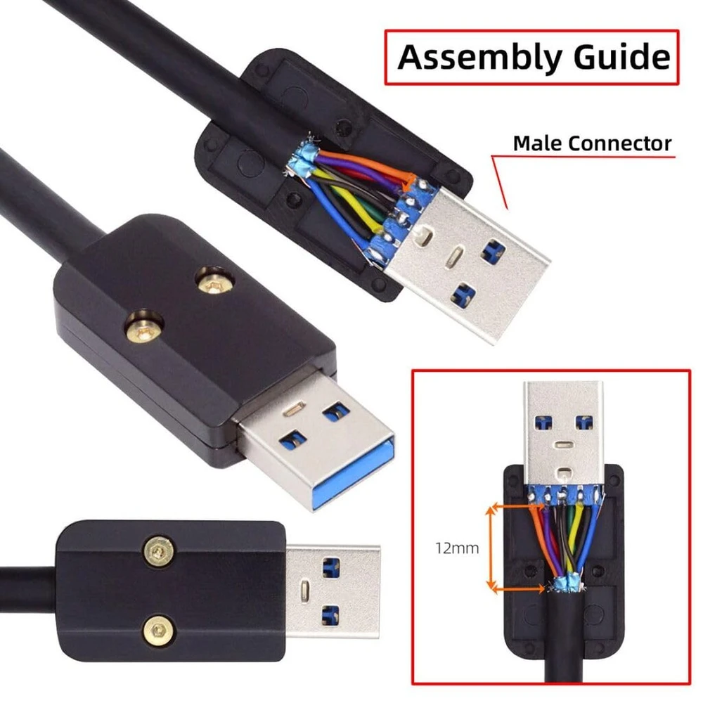 Chenyang usb 3.0 "pasidaryk pats" jungtis aliuminio lydinio usb 3.0 type a male jungties taisymo keitimo litavimo adapteris kabeliui, kurio išorinis skersmuo 6,0 mm