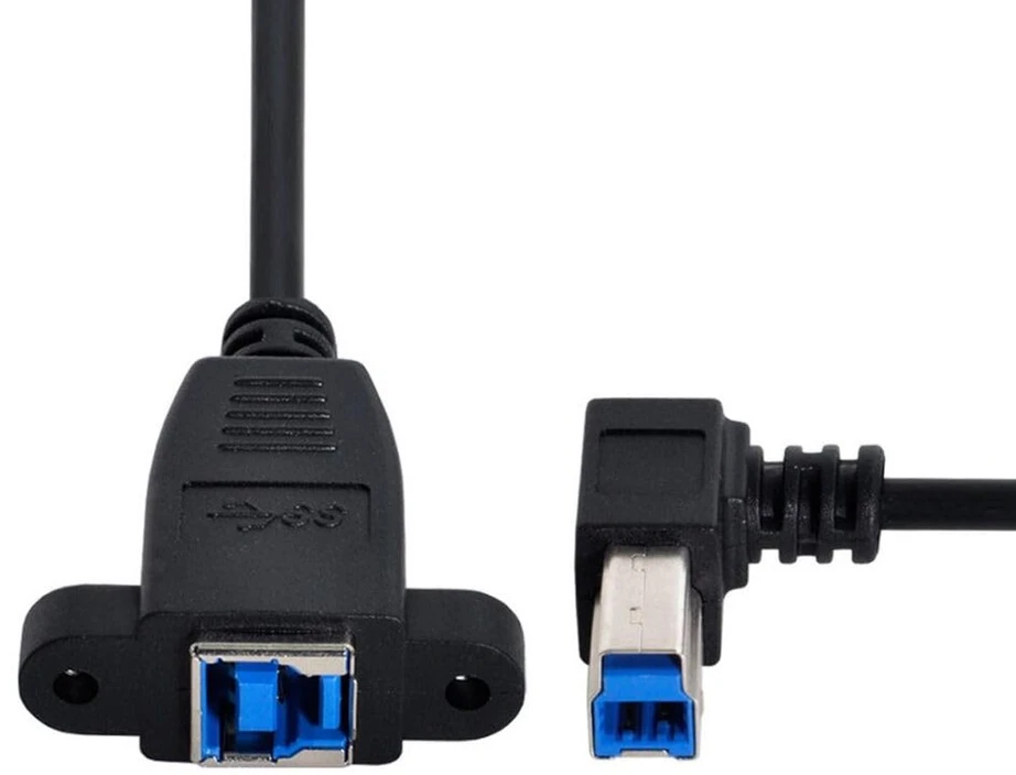 Chenyang usb 3.0 type b male į female 90 laipsnių kampu prailginimo kabelis su paneline tvirtinimo varžtu spausdintuvui standžiajam diskui 50cm