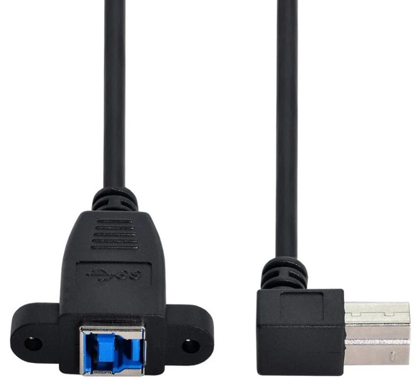 Chenyang usb 3.0 type b male į female 90 laipsnių kampu prailginimo kabelis su paneline tvirtinimo varžtu spausdintuvui standžiajam diskui 50cm