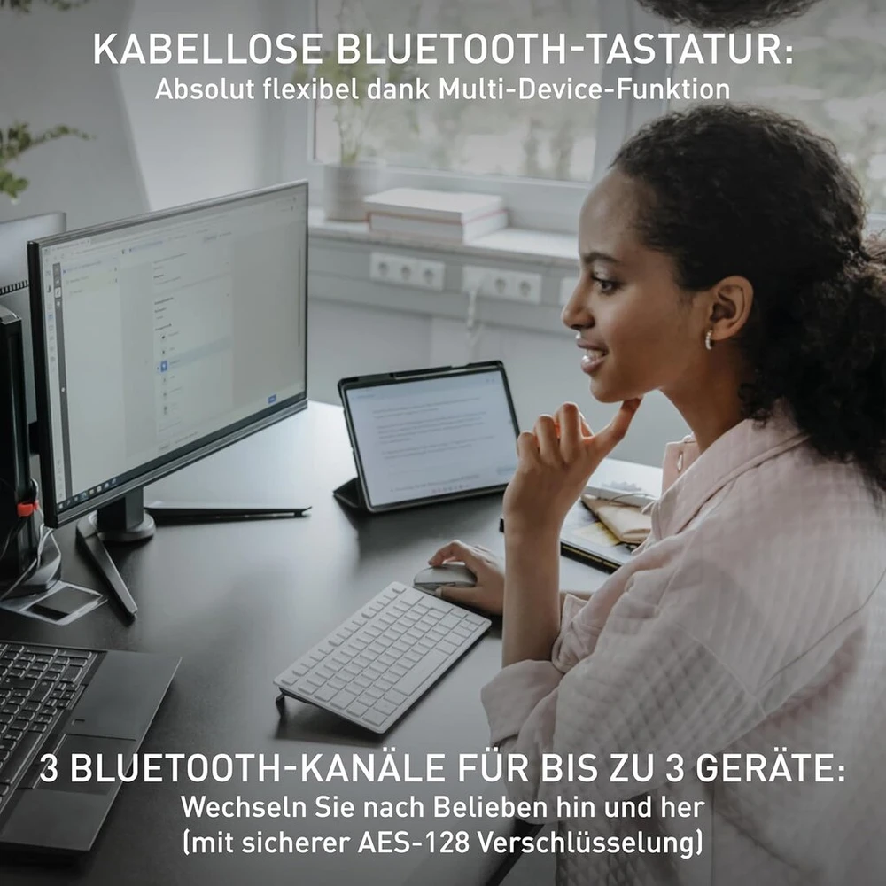 Cherry Kw 7100 Mini Bt belaidė klaviatūra, Azerty, su dėklu