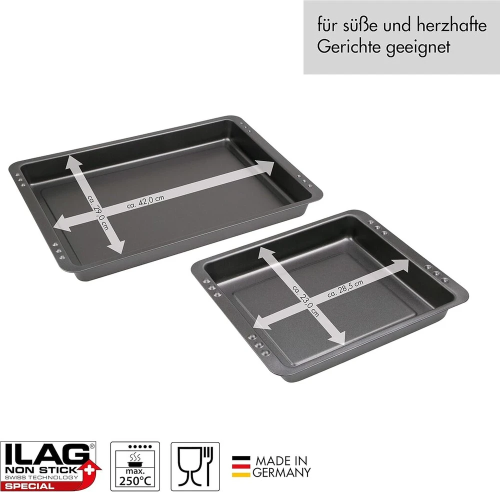 Chg 9550-104 2 dalių kepimo indų rinkinys 42 cm x 29 cm x 4 cm ir 29 cm x 23 cm x 4 cm