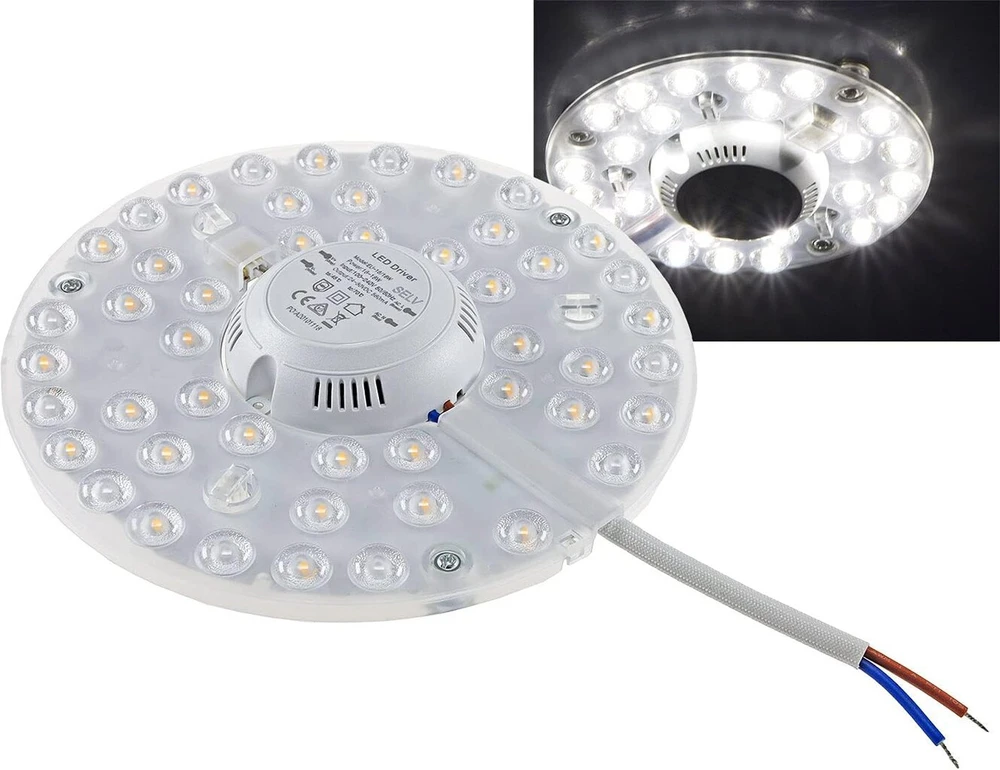 Lubinis šviestuvas Chilitec Led žiedinis modulis su magnetiniu laikikliu 25 W, skersmuo 18 cm, 2700 liumenų, 230 V žiedinė lempa, konversijos rinkinys lubiniams šviestuvams, paruoštas prijungti, 4000 K neutrali balta