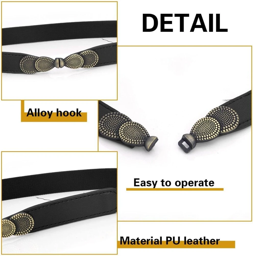 Laikrodis Chromacraft 3 vnt. vintažinių diržų rinkinys, paprasti diržai, elastiniai diržai, dekoratyviniai diržai moterims, madingi ploni diržai, įvairiaspalviai