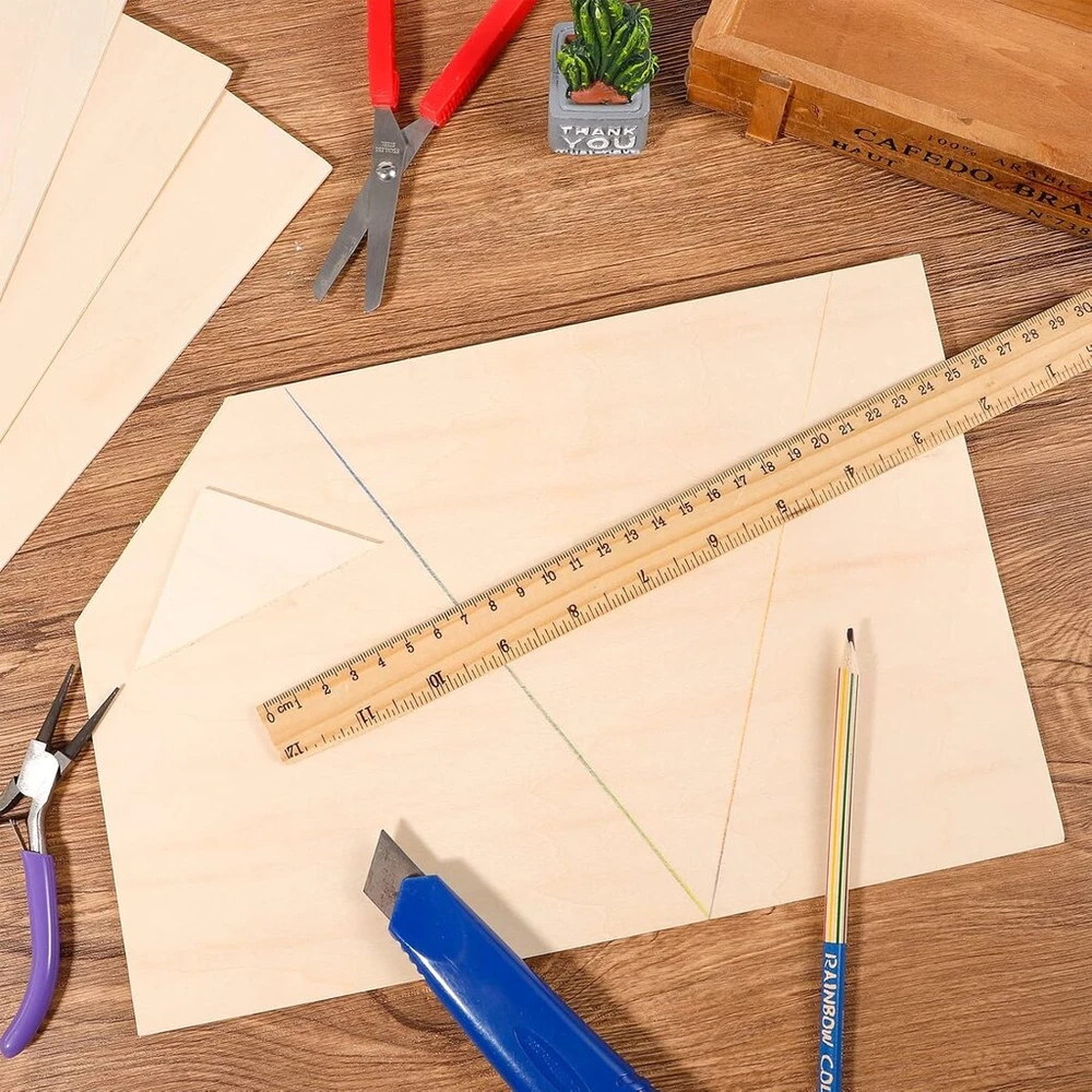 Chutoral Balzos medienos plokštės, 300 x 200 x 1,5 mm ruošiniai, plonos liepos medienos plokštės "pasidaryk pats" amatams, medinis mini namelis, mediniai laivų modeliai, 5 vnt.