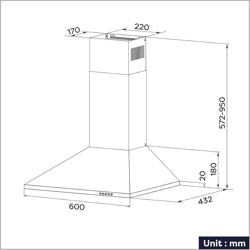 Ciarra 60 cm gartraukis su recirkuliacija ir ištraukimu, piramidinio tipo, nerūdijančio plieno, sidabrinis, Cas6201a