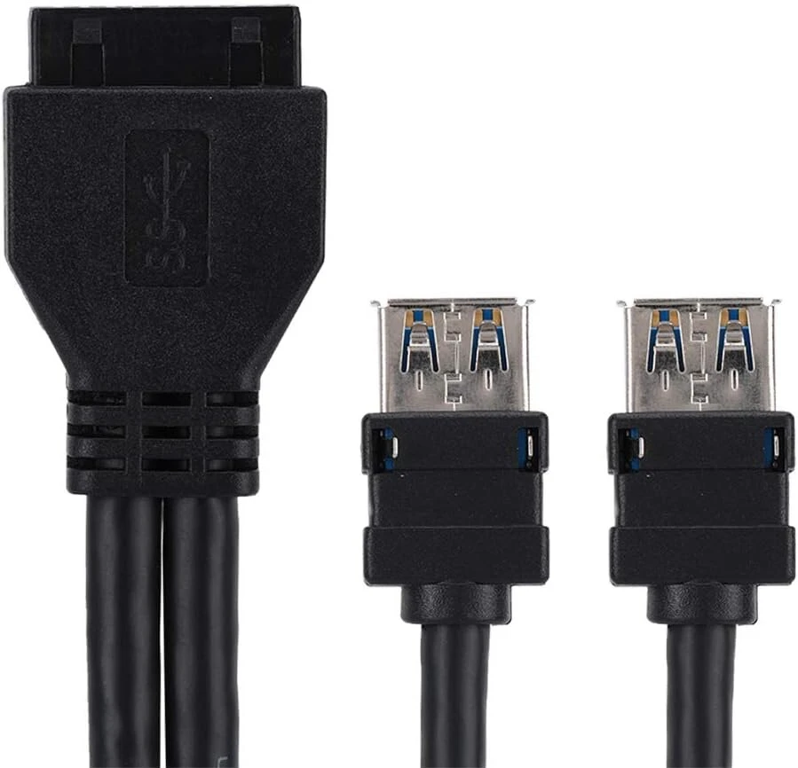 Ciciglow usb 3.0 panelinis montavimo kabelis, usb 3.0 19/20 kontaktų stalinis priekinės pagrindinės plokštės panelinis montavimo kabelis su fiksuotomis kojelėmis (0,6 m)