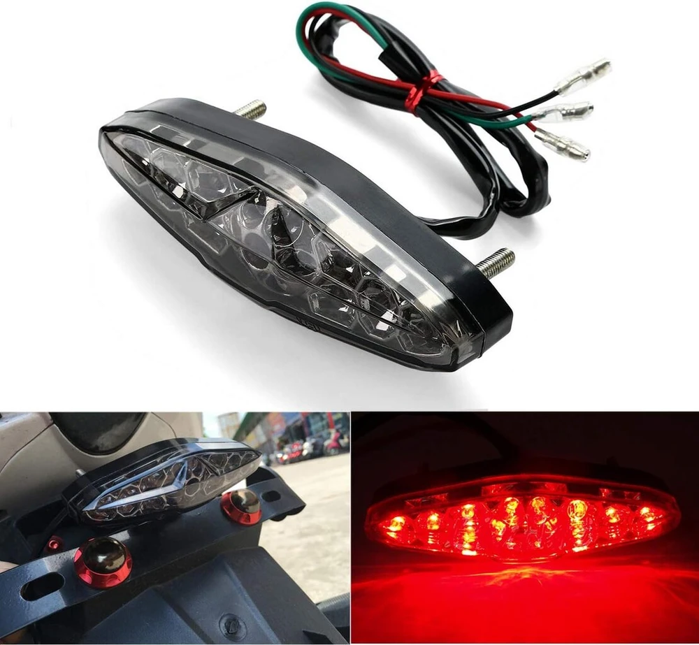 Cicmod motociklo 15 led stabdžių, gabaritinė, posūkio, numerio apšvietimo galinė lemputė (a tipas)