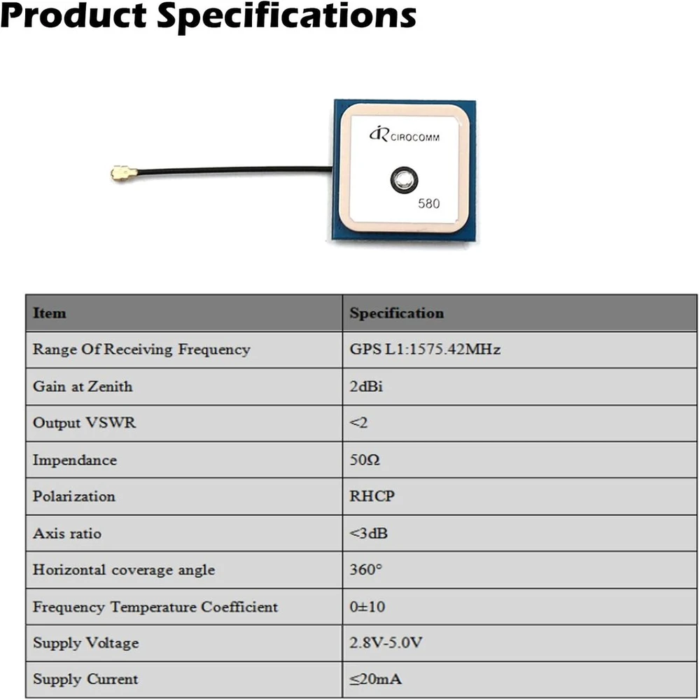Cirocomm Gps antena 32db, 5cm, I-pex jungtis, didelis stiprinimas