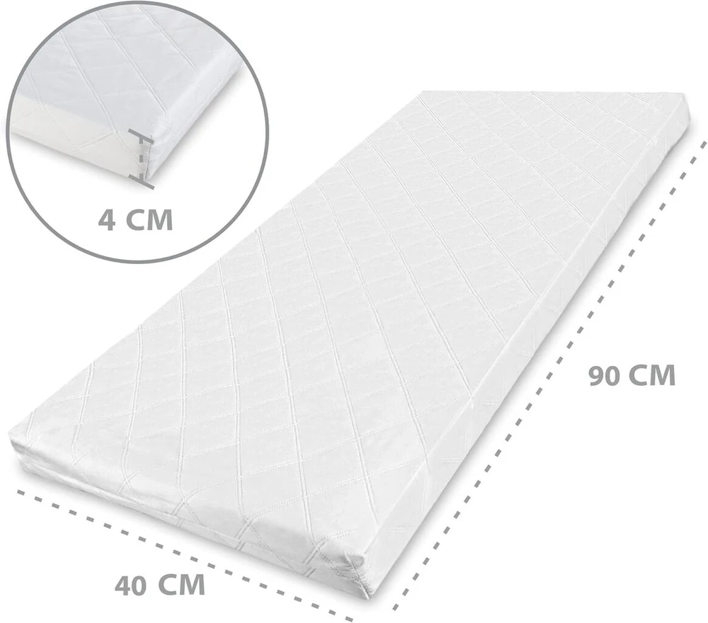 Lova Čiužinys lopšiukui 40x90 cm – kelioninis, su drėgmės apsauga