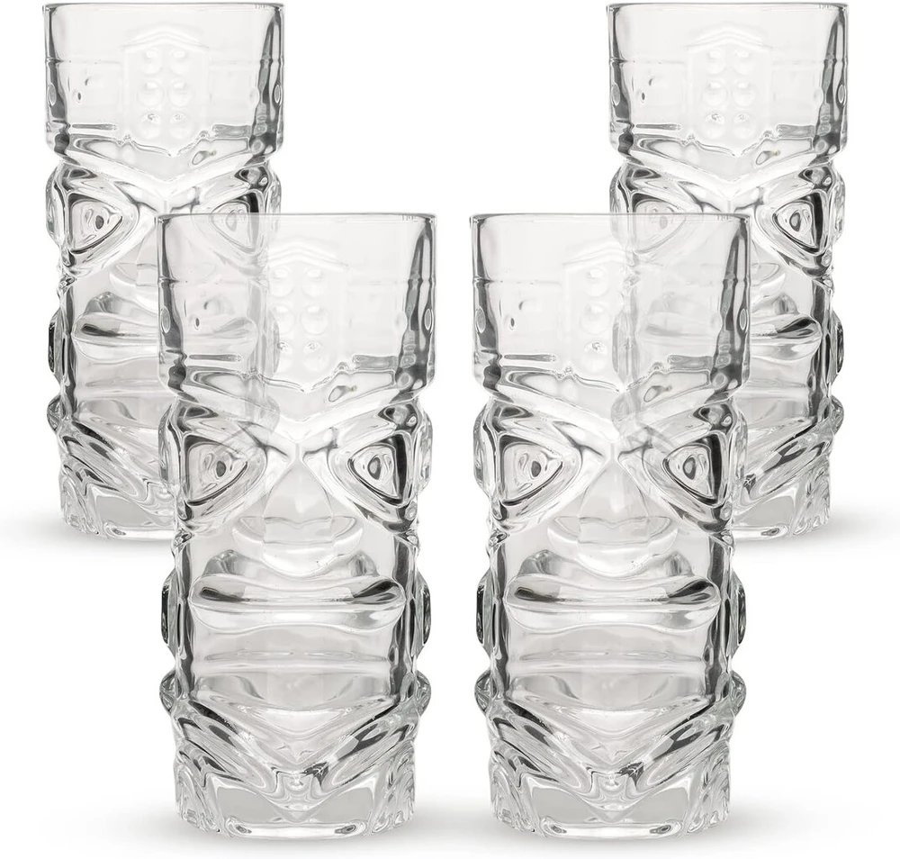 Ckb ltd 450 ml tiki bar kokteilinės taurės, aukštos taurės, idealiai tinka havajų vakarėliui, romo pagrindui, įvairiems kokteilių gėrimams, mai tai long island iced tea arba zombie kokteiliams, 4 vnt. rinkinys, skaidrios