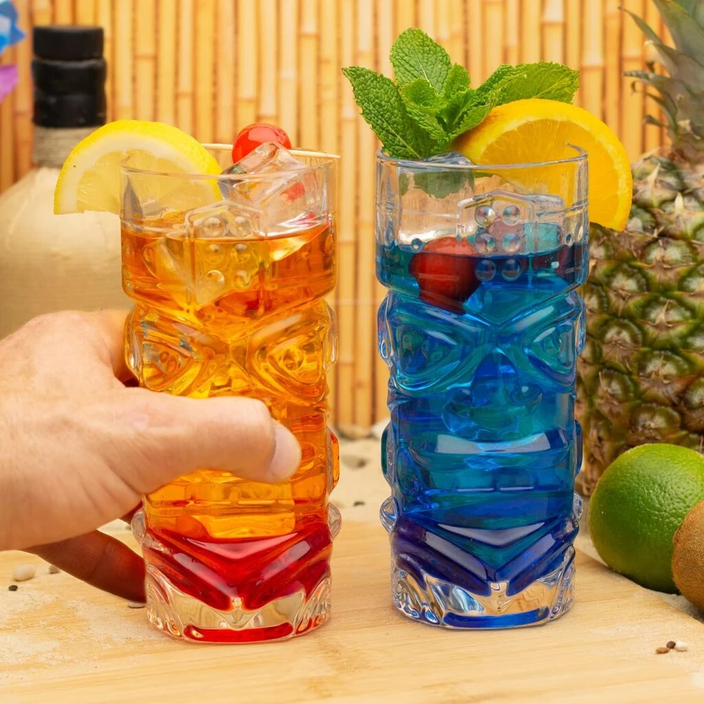 Ckb ltd 450 ml tiki bar kokteilinės taurės, aukštos taurės, idealiai tinka havajų vakarėliui, romo pagrindui, įvairiems kokteilių gėrimams, mai tai long island iced tea arba zombie kokteiliams, 4 vnt. rinkinys, skaidrios