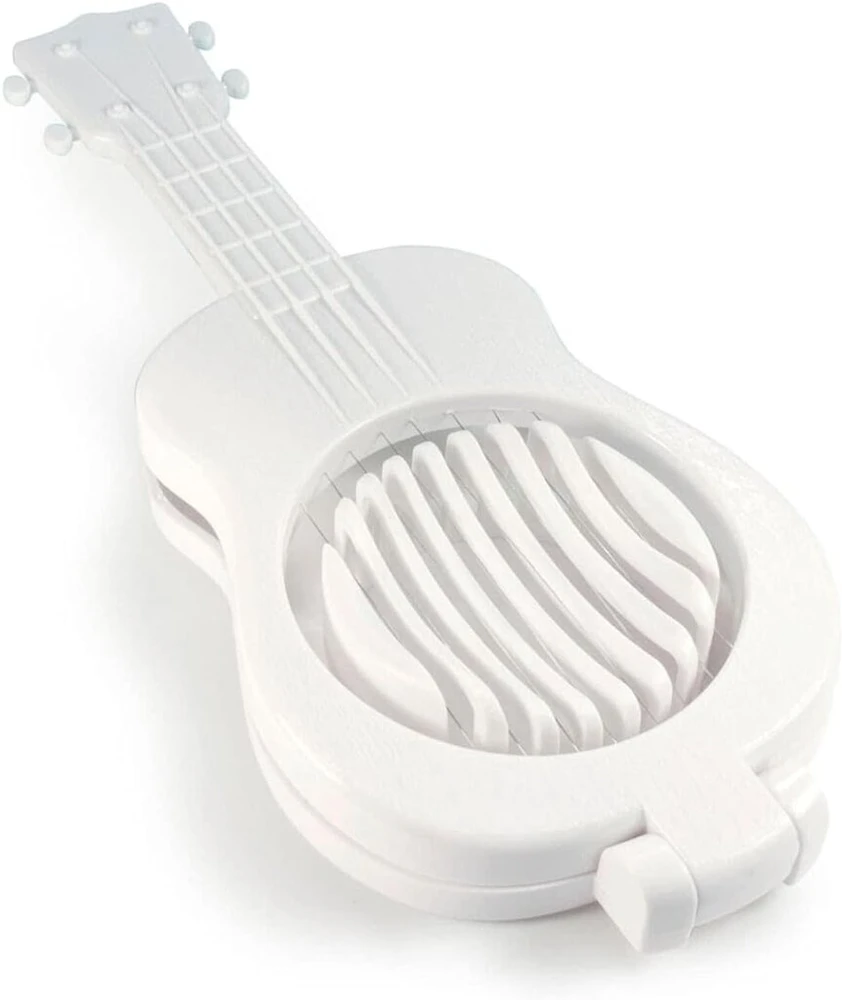 Ckb ltd naujoviškas kiaušinių pjaustytuvas ukulele gitara vielinis kiaušinių pjaustytuvas daugiafunkcinis tolygiam virtų kiaušinių, dešrelių ir vaisių pjaustymui, naujoviškas, baltas plastikas ir nerūdijantis plienas