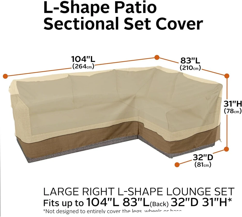 Classic Accessories uždangalas kampinei sodo sofai Porch Cover Pebble / Bark / Earth (264cm dešinė pusė)