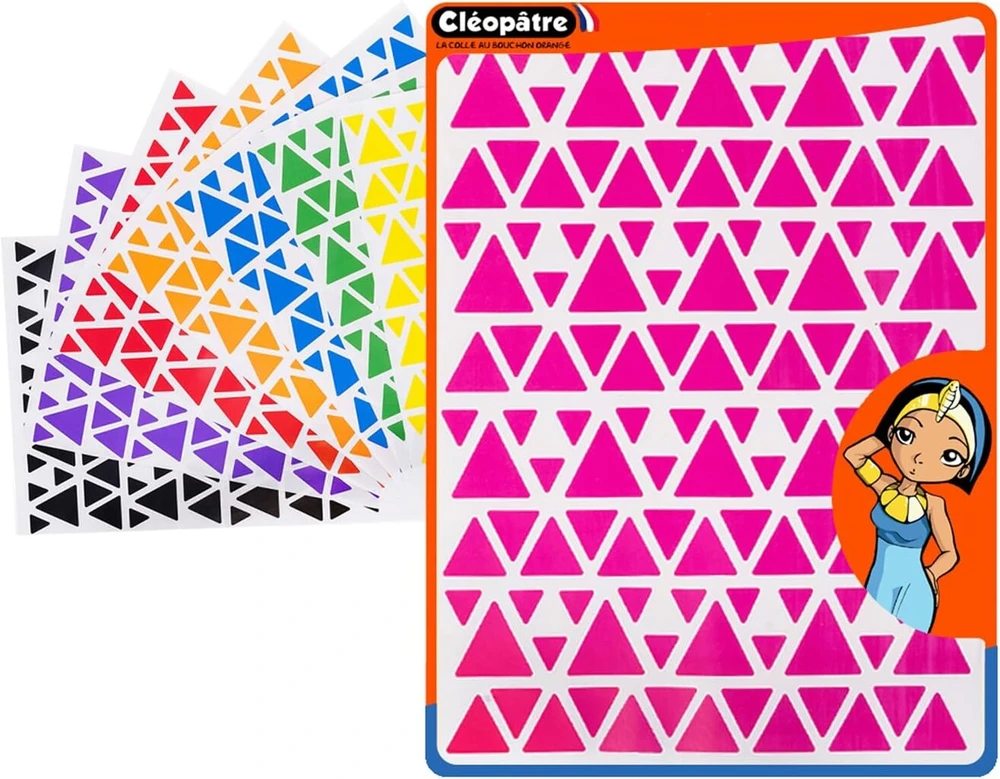 Cleopatre lipnūs lipdukai trikampiai 8 spalvų 8 lapų pakuotė (1024 lipdukai)