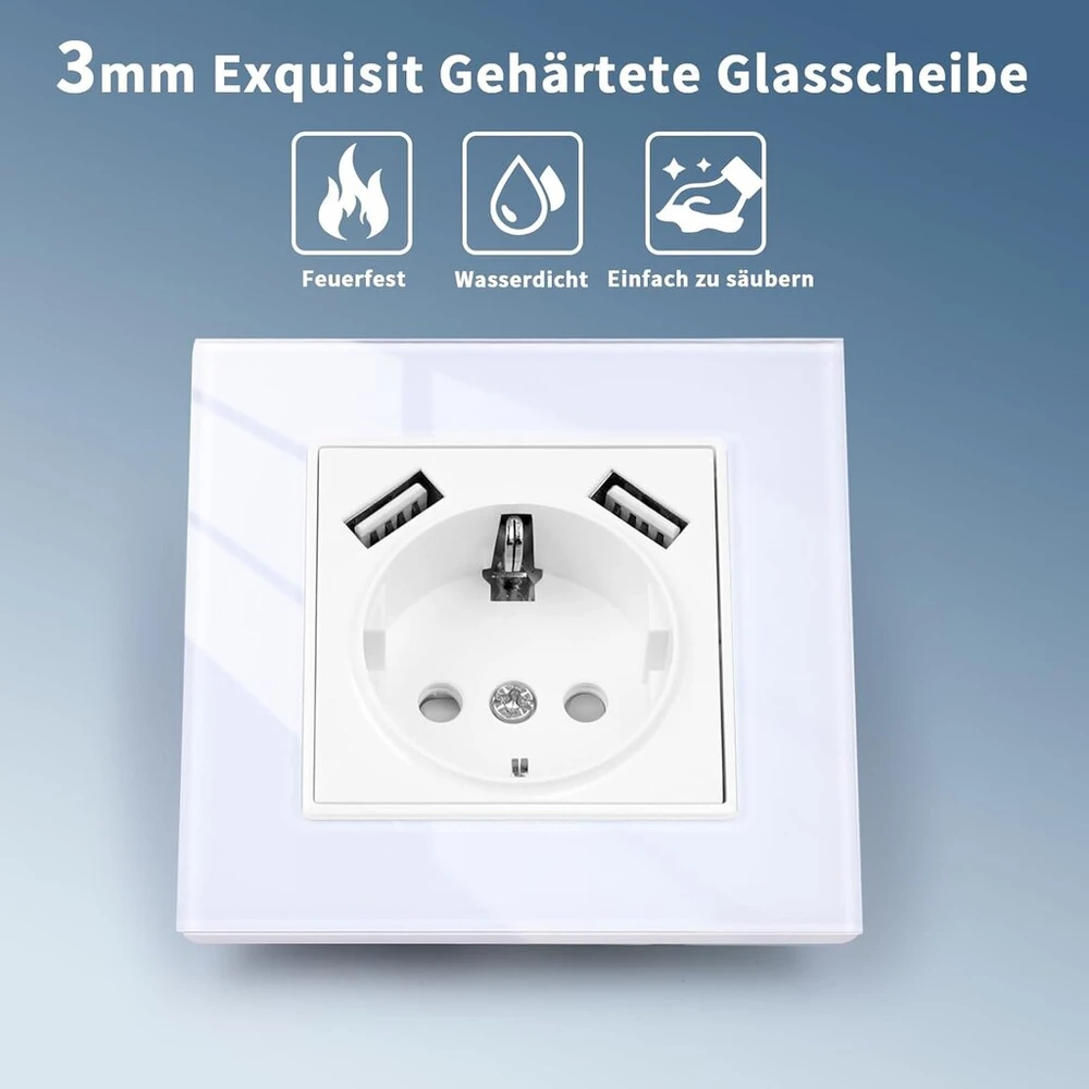 Cnbingo schuko lizdas su usb 16 a lizdas su įstatomu gnybtu crystal įleidžiamas lizdas - vienas usb lizdas baltas - 1 skyriaus sieninis lizdas su stikliniu rėmeliu