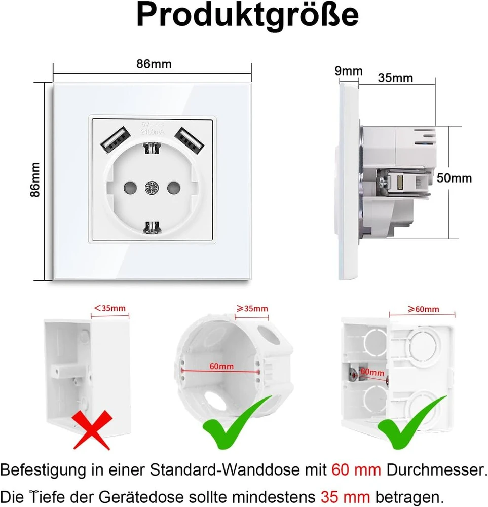 Cnbingo schuko lizdas su usb 16 a lizdas su įstatomu gnybtu crystal įleidžiamas lizdas - vienas usb lizdas baltas - 1 skyriaus sieninis lizdas su stikliniu rėmeliu