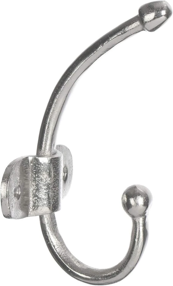 Com-four® 2 x sieniniai kabliukai, dvigubi metaliniai sieniniai kabliukai vonios kambariui, virtuvei, miegamajam ar drabužių spintai (9,5 x 8 x 18 cm) (2 vnt. - sieniniai kabliukai)