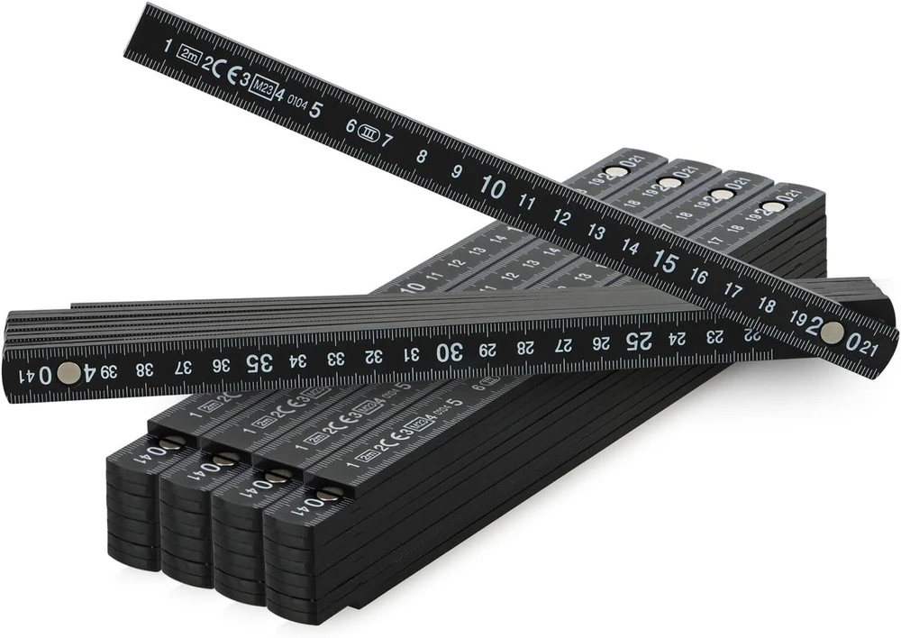 Com-four® 5 x plastikinė sulankstoma liniuotė 2 metrų su 10 jungčių metrinė juoda (5 vnt. pakuotė – 2 metrai – juoda)