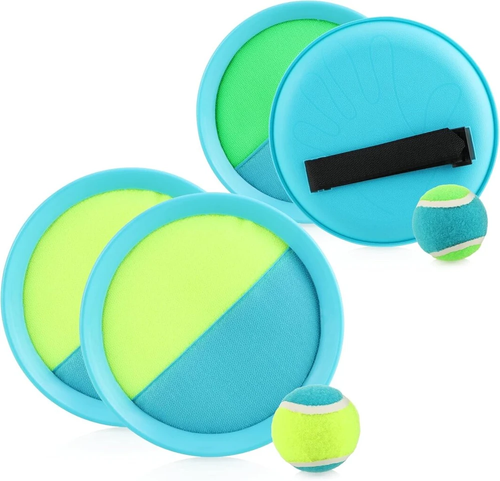 Com-four® 6 dalių gaudymo žaidimo rinkinys - paplūdimio žaislas su gaudymo diskais ir metimo kamuoliukais - velcro kamuolio žaidimas su lipnia plastikine danga - metimo žaidimas viduje ir lauke [pasirinkimas skiriasi] (6 dalys -