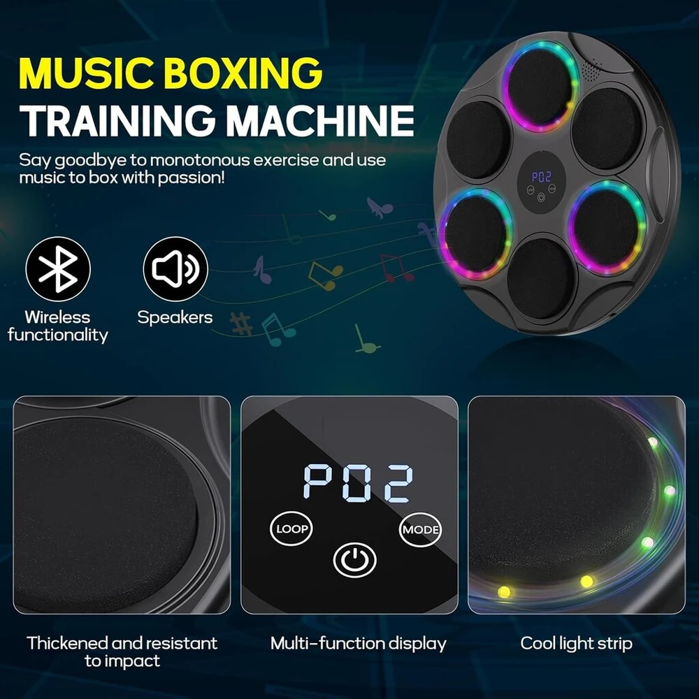 Comeder muzikos bokso treniruoklis, muzikos bokso treniruoklis, išmanusis bluetooth bokso treniruoklis su led šviesa, 9 greičio režimai ir skaičiavimo režimas, palaiko bluetooth, dovana suaugusiems ir vaikams, mankšta