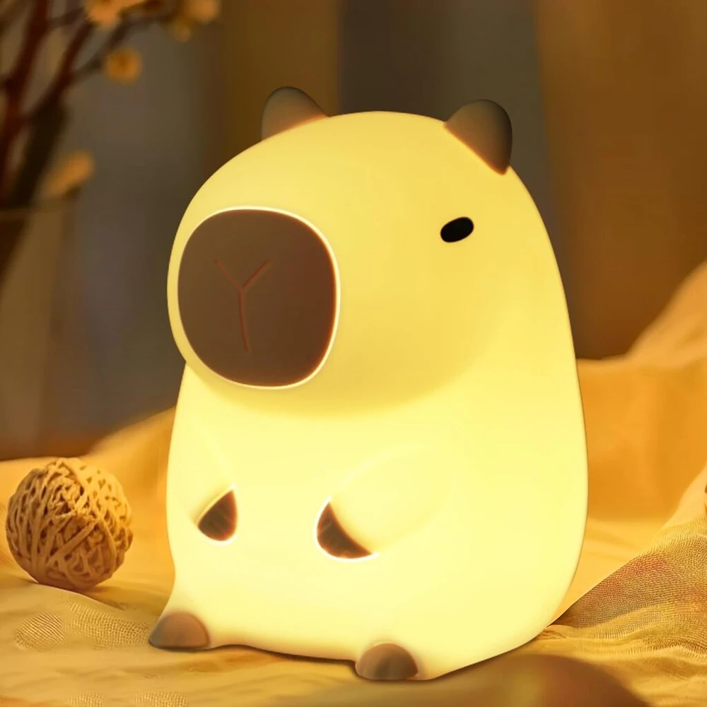 Coolgift Mart Capybara dovanos, miela silikoninė naktinė lemputė su jutikliniu valdymu ir laikmačiu, įkraunama per Usb, puikiai tinka maitinimui krūtimi, skaitymui, darbui ir miegui kūdikiams, vaikams, paaugliams ir suaugusiems