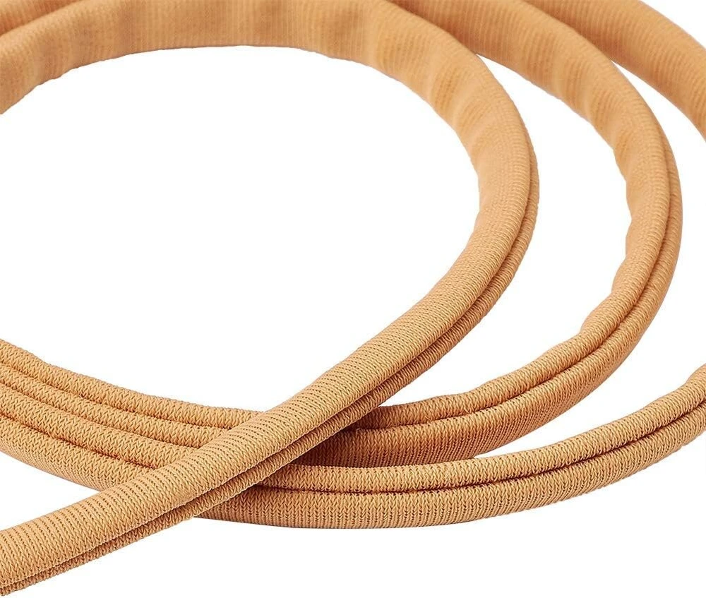 Craftdady 20 metrų pločio pinta elastinė juosta 5 mm elastinė virvė siuvimo amatams, drabužių siuvimui, smėlio ruda