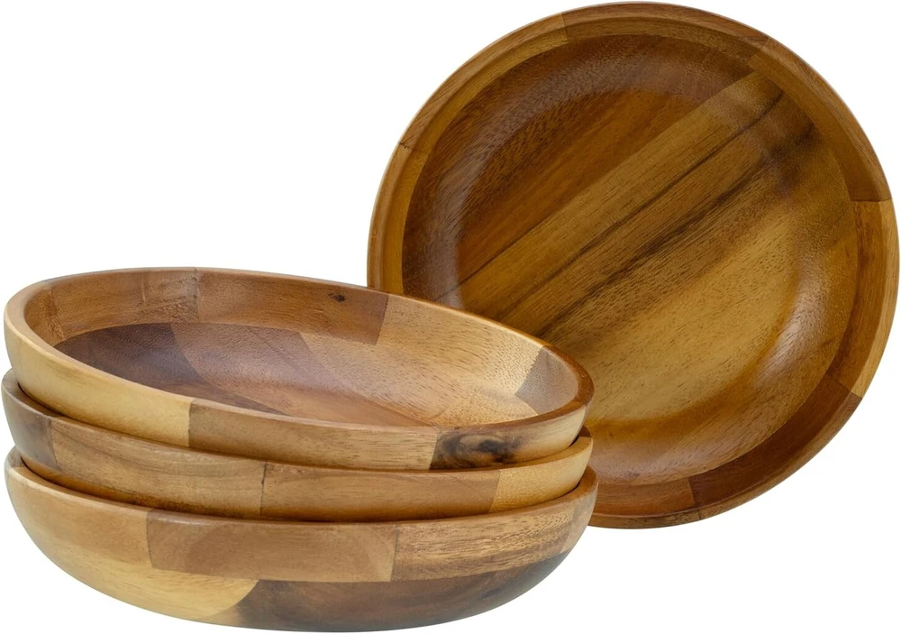 Creatable, nature collection 21577 acacia wood series 4 dalių indų rinkinys, sriubos lėkščių rinkinys iš acacia medienos 6 asmenims, kokybiška gamyba, match & mix
