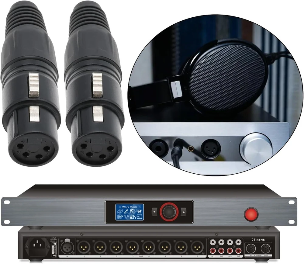 Create idea 4 x 4 kontaktų xlr female jungtys, juodo cinko lydinys, mikrofono kištuko adapteris, mikrofono jungtis, xlr kabelio galai, pakaitinis audio lizdas ausinėms, stiprintuvas