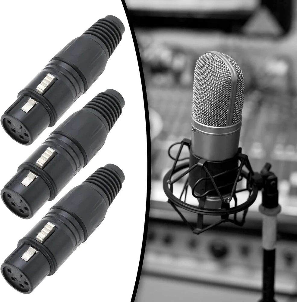 Create idea 4 x 4 kontaktų xlr female jungtys, juodo cinko lydinys, mikrofono kištuko adapteris, mikrofono jungtis, xlr kabelio galai, pakaitinis audio lizdas ausinėms, stiprintuvas