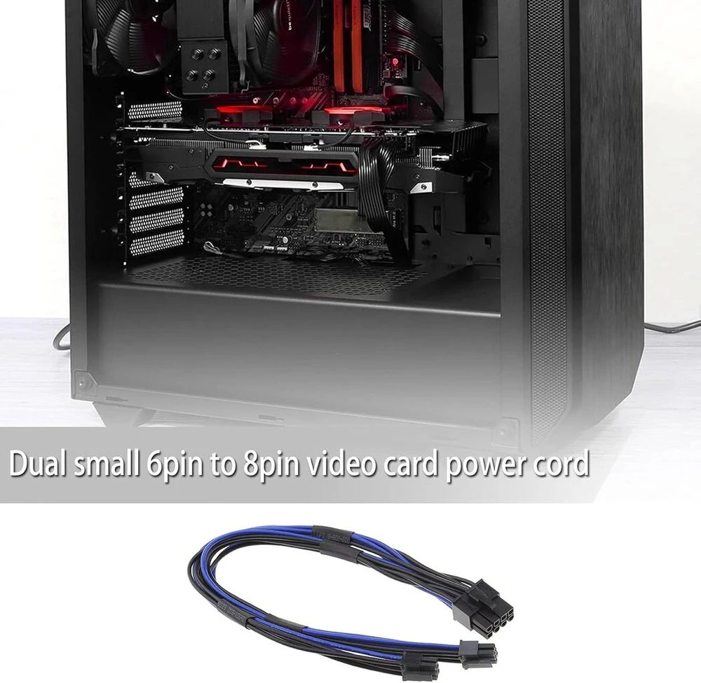 Create idea Pcie maitinimo kabelio adapteris, dvigubas mini 6 kontaktų į 8 kontaktų kištukas, suderinamas su Mac Pro vaizdo plokšte, 18 Awg