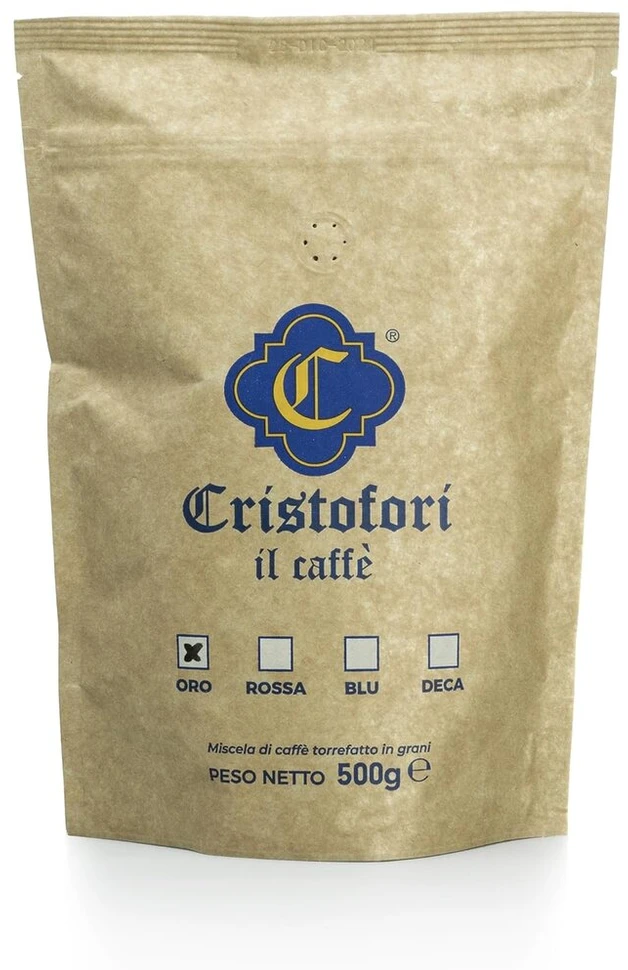 Kavamalė Cristofori Kavos Pupelės - Gold Quality - Premium Espresso iš Italijos - Intensyvumas 8 iš 10 - Visos Kavos Pupelės Itališkas Skrudinimas Automatiniams Kavos Aparatams ir Portafilteriams - 500g