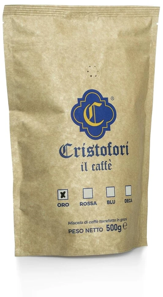 Kavamalė Cristofori Kavos Pupelės - Gold Quality - Premium Espresso iš Italijos - Intensyvumas 8 iš 10 - Visos Kavos Pupelės Itališkas Skrudinimas Automatiniams Kavos Aparatams ir Portafilteriams - 500g