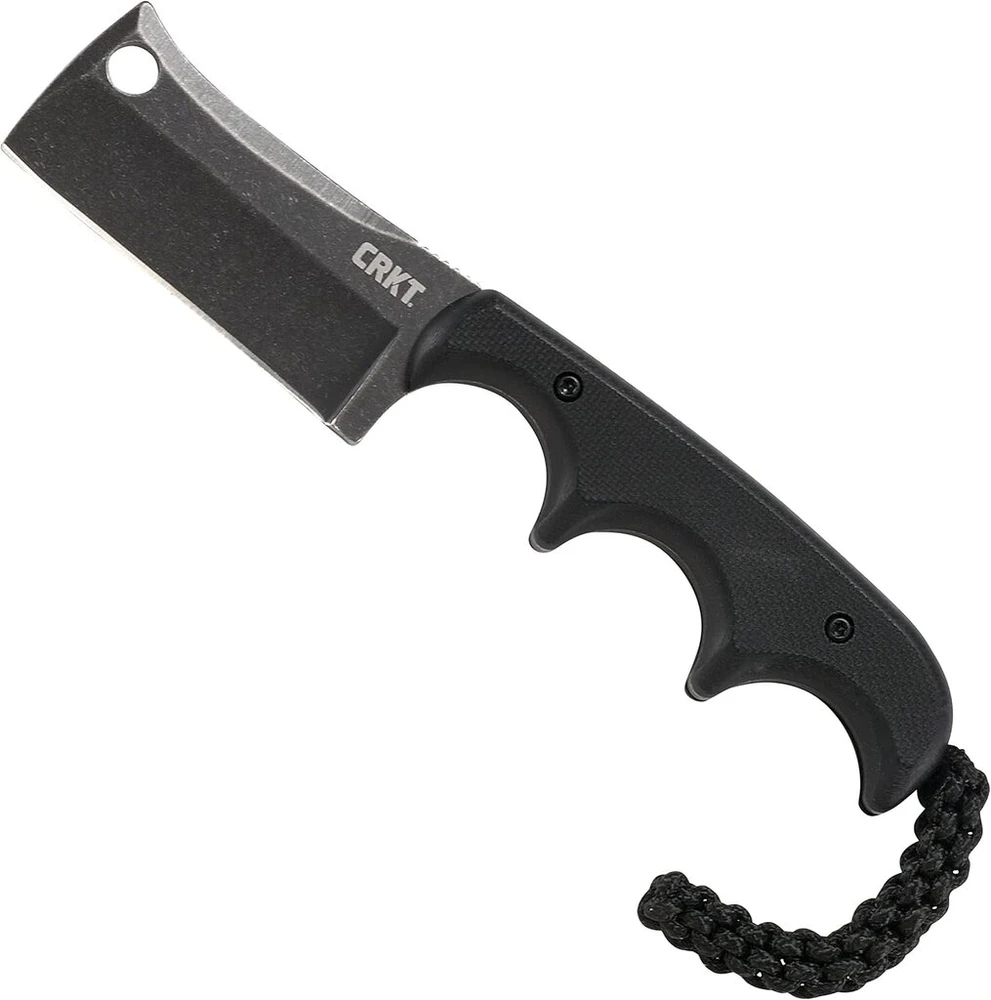 Crkt minimalist cleaver edc peilis: kompaktiškas kasdienis peilis su fiksuota geležte, sulankstomas universalus peilis su juoda apdaila, dervos pluošto rankena ir dėklu 2383k