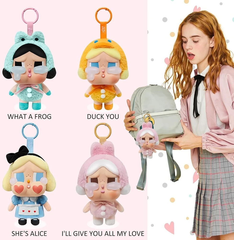 Crybaby Crying Again, 17 cm Cryings Again pliušiniai žaislai, Crybabys pliušiniai raktų pakabukai, Cry Baby lėlių pakabukas, Cryings Babies pliušinė lėlė, kimštinis žaislas lėlės pakabukas gimtadienio dovana (a)