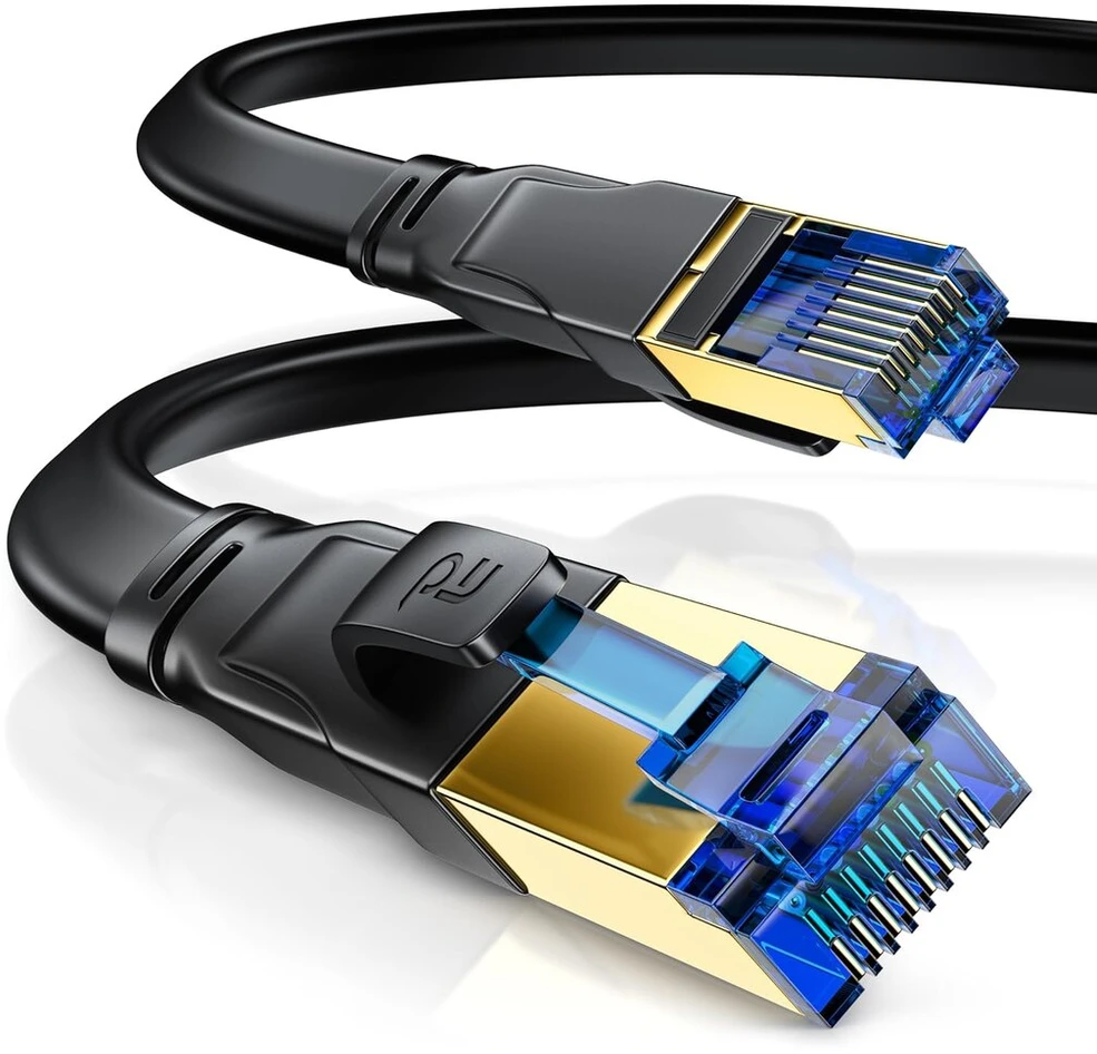Csl 0,5 m, 50 cm Cat.8.1 tinklo kabelis, plokščias, 40 Gbitų, Lan kabelis, patch kabelis, Cat 8 Gigabit Rj45 Ethernet kabelis, 40000 Mbitų šviesolaidinis greitis, juostinis kabelis, instaliacinis kabelis - Cat 6, Cat 7, Cat 8