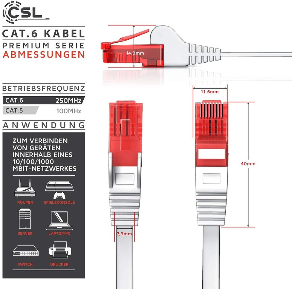 Csl Cat. 6 Ethernet tinklo kabelis, 25m, baltas