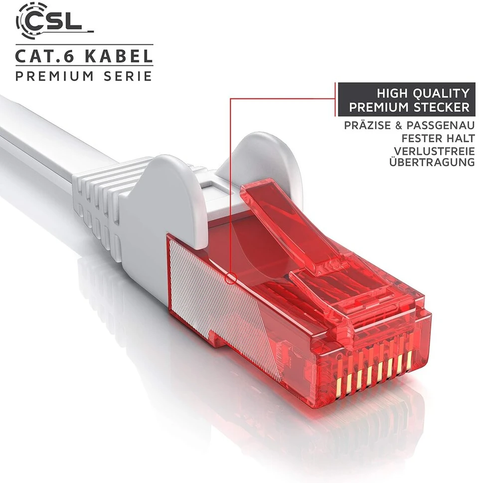 Csl Cat. 6 Ethernet tinklo kabelis, 25m, baltas